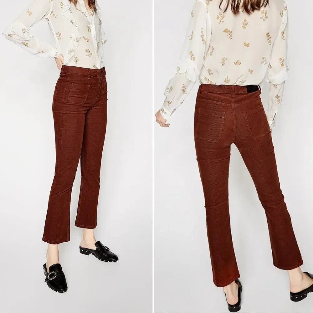 3 FOR $50! 🎁THE KOOPLES Nory Rust Brick Velvet Flare Kick Corduroy Jeans… - Picture 1 of 7